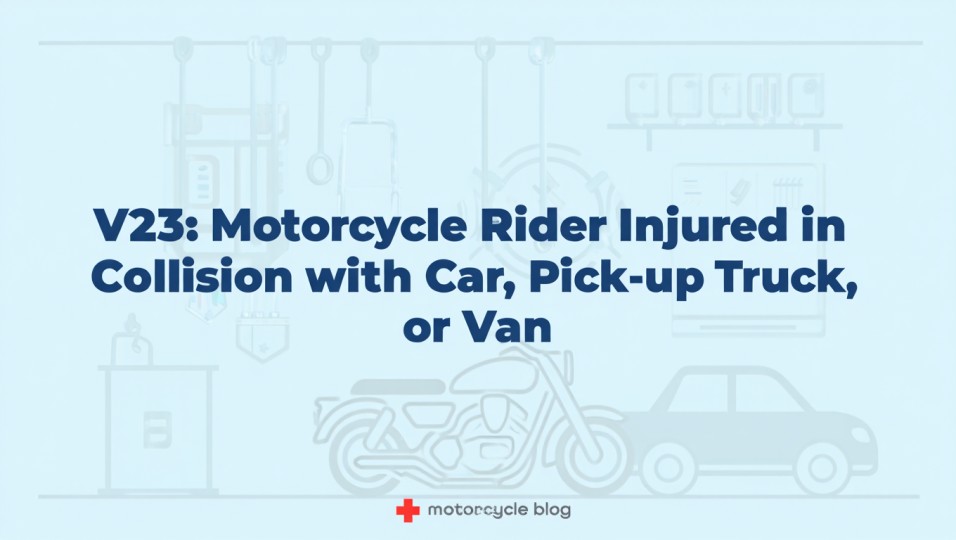 V23: Motorcycle rider injured in collision with car, pick-up truck, or van